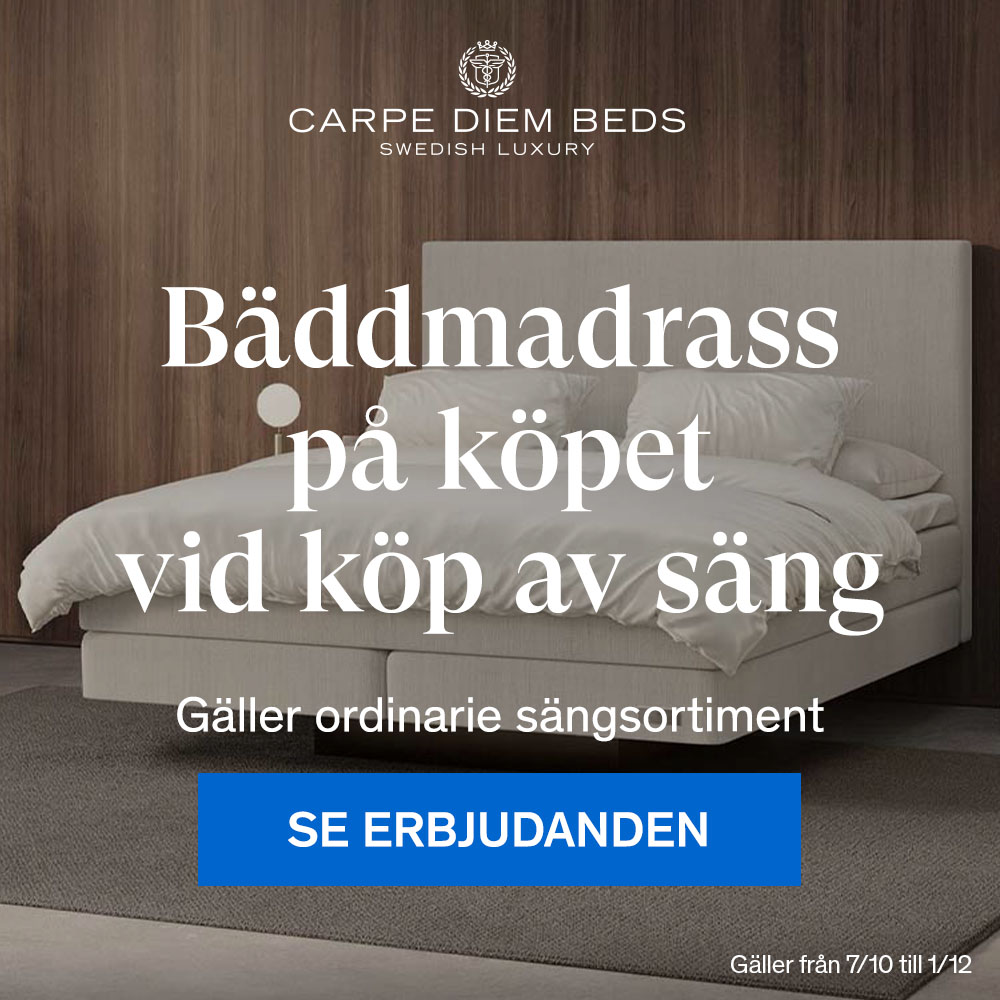 Bäddmadrass på köpet vid köp av säng från Carpe Diem Beds. Gäller ordinarie sortiment.